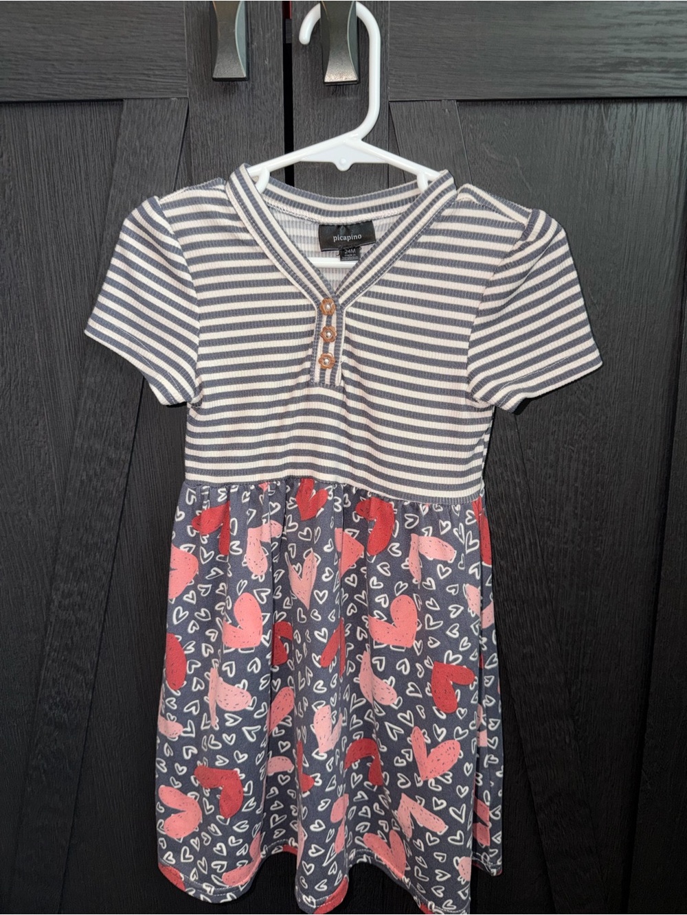piccalilly Navy & Pink Heart-Print Casual Girls' Dress